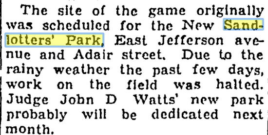 Sand Lotters Park - June 1935 (newer photo)